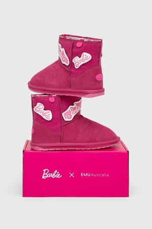 Emu Australia buty zimowe zamszowe dziecięce x Barbie, Wallaby Mini Play kolor różowy